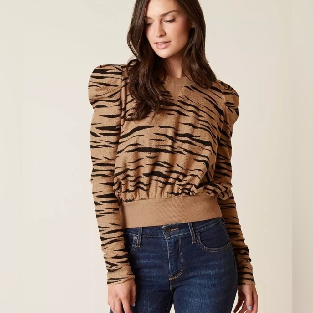 Free People Zaza Zebra Print Sweatshirt Size M
